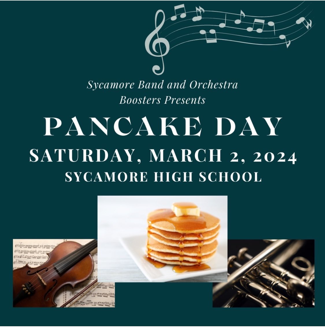 Come join us for a pancake breakfast and student performances starting at 8AM!