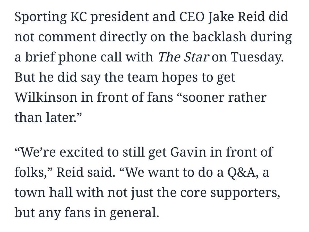 jcmack03's tweet photo. It appears:

1) #SportingKC are destined to repeat the same mistakes of the Thorns and Timbers. A Q&amp;A simply does not do anything.

and

2) They are in no rush to even do the Q&amp;A. It will be months. They’re almost certainly hoping the backlash goes away before then. https://t.co/xV9FcP1KJx