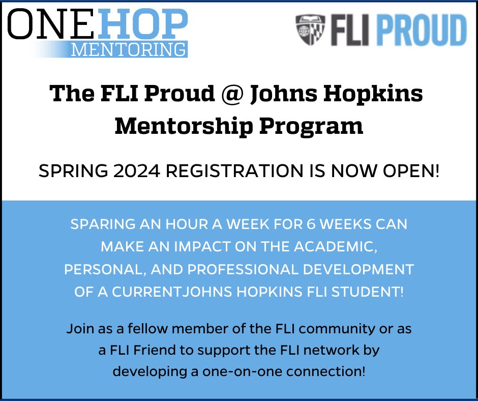 Registration for FLI mentorship for our spring 2024 cohort is officially open! All alumni are welcomed and encouraged to participate, whether you identify as a member of the FLI community or as a FLI Friend. Join now: bit.ly/47Ek6pa