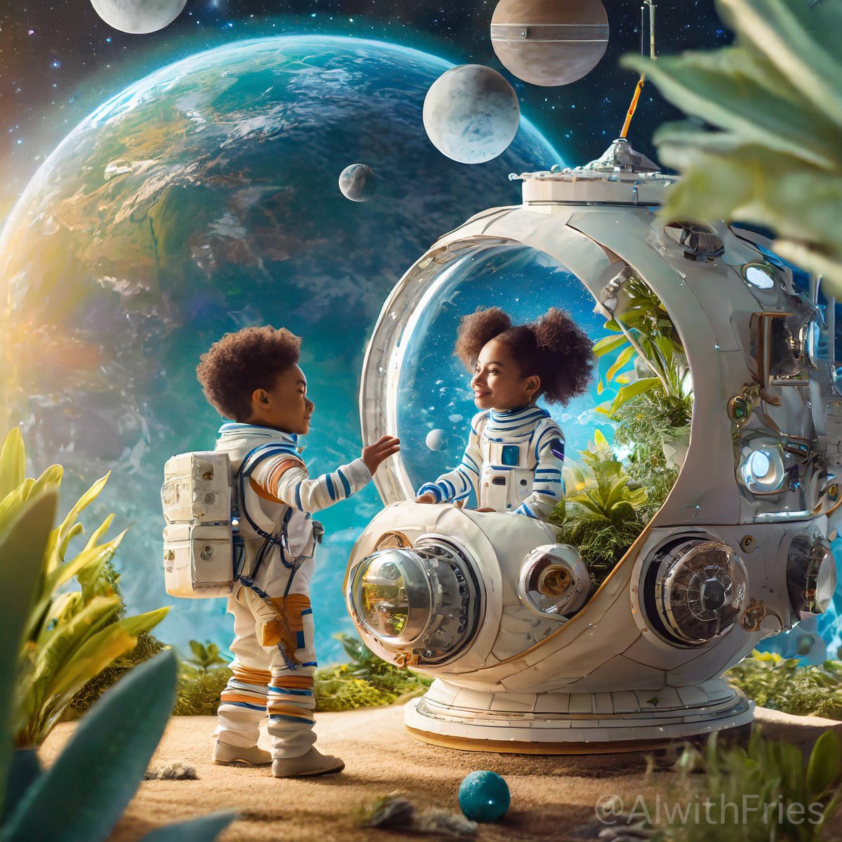 Backyard Galaxy Explorers

Adventures in the backyard just got interstellar! 🚀✨ 🌌👨‍🚀👩‍🚀💫

#BackyardAstronauts #SiblingSpaceSquad #DreamBigLittleOnes #SyntheticMedia #AIGeneratedArt #MixedMediaArt #DigitalArtists