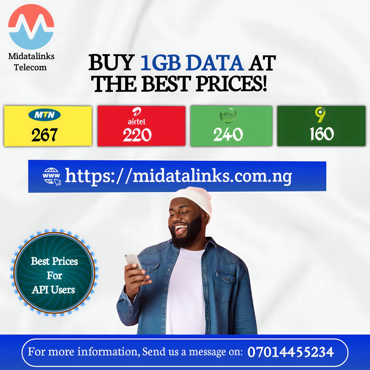 Midatalinks's tweet image. Visit midatalinks.com.ng 🤗🥂..... 

✅ Registration is Free
✅ 24/7 customer service
✅ Dedicated account numbers for easy funding process

To order directly: wa.link/b6s3ws