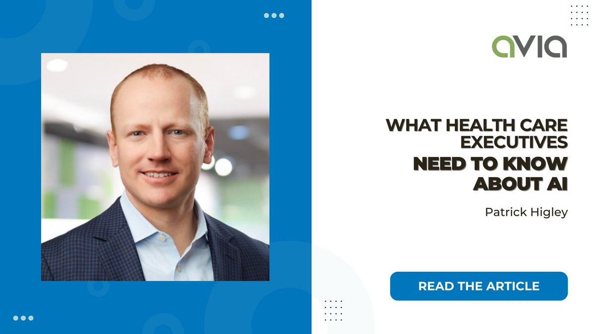 AVIA (@healthavia) on Twitter photo AVIA’s Patrick Higley shared his insights on 'What Health Care Executives Need to Know About AI' in a new article with <a href="/PopHealthNet/">Population Health Learning Network</a>. Read the full article to find out what’s in store for AI adoption: bit.ly/47JMdUk AVIA’s Patrick Higley shared his insights on 'What Health Care Executives Need to Know About AI' in a new article with <a href="/PopHealthNet/">Population Health Learning Network</a>. Read the full article to find out what’s in store for AI adoption: bit.ly/47JMdUk