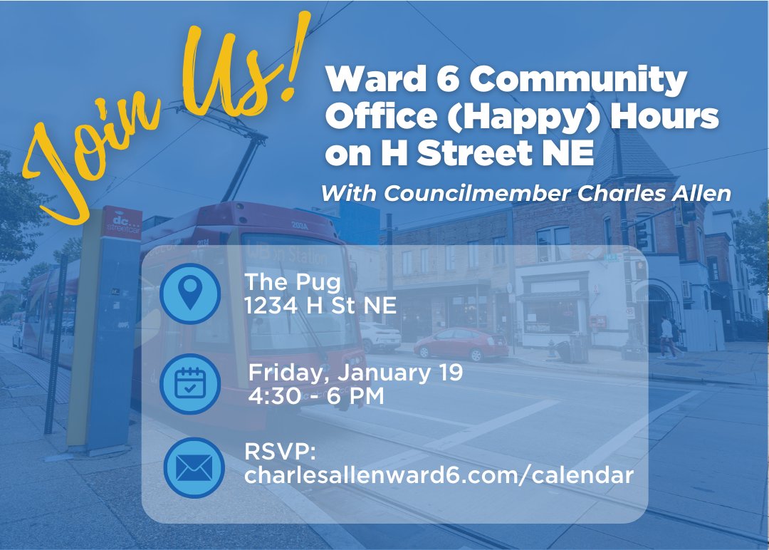 CMCharlesAllen's tweet photo. Lots of great happenings on H St. this week! Dine out all week at one of the 19 participating H St. businesses for @RAMWdc Winter Restaurant Week and join us for Community Office Hours at @thepugdc on Friday! 

List of participating restaurants: https://t.co/BCIGFbeEAp https://t.co/lIkWH6lA0Y
