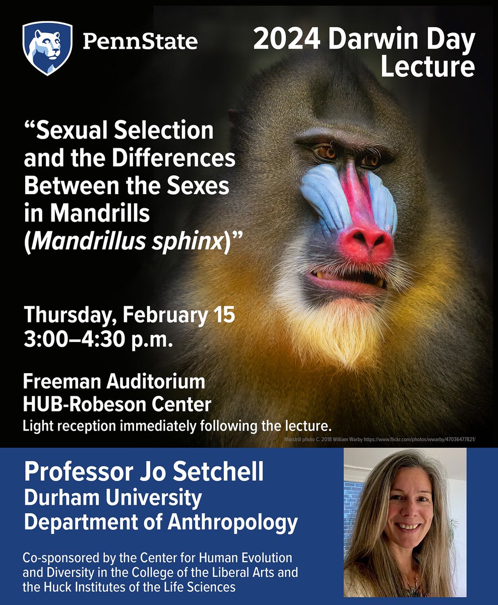 Center for Human Evolution and Diversity (@chedpennstate) on Twitter photo Celebrate Darwin Day with us! CHED will welcome Prof. Jo Setchell from <a href="/durham_uni/">Durham University</a> on Feb 15! Celebrate Darwin Day with us! CHED will welcome Prof. Jo Setchell from <a href="/durham_uni/">Durham University</a> on Feb 15!