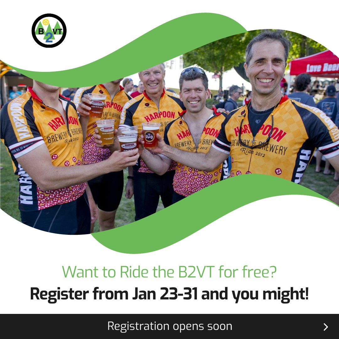 Register between January 23rd and 31st and you may ride for free! Link to our website is below and in our bio. b2vtride.com