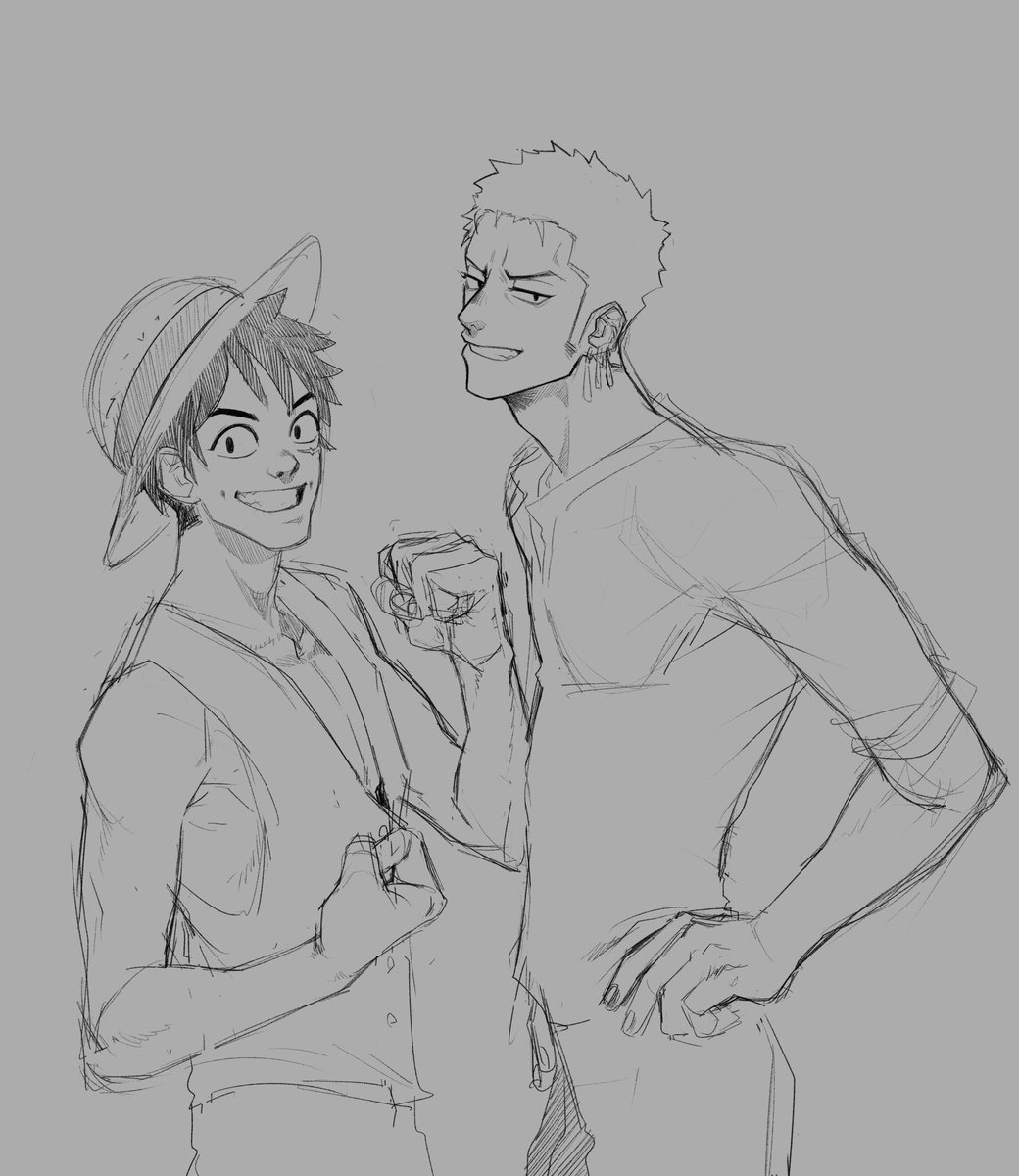 Friend made me go crazy over One Piece again which resulted in a few sketches

Skinny betch or big booba Zoro, I don’t care, both good