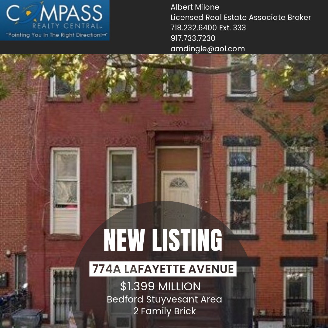 Two Family Brick in Bedford Stuyvesant Area. Contact Albert Milone for more information #compassrealtycentral #realestate #brooklynrealestate #BedfordStuyvesant