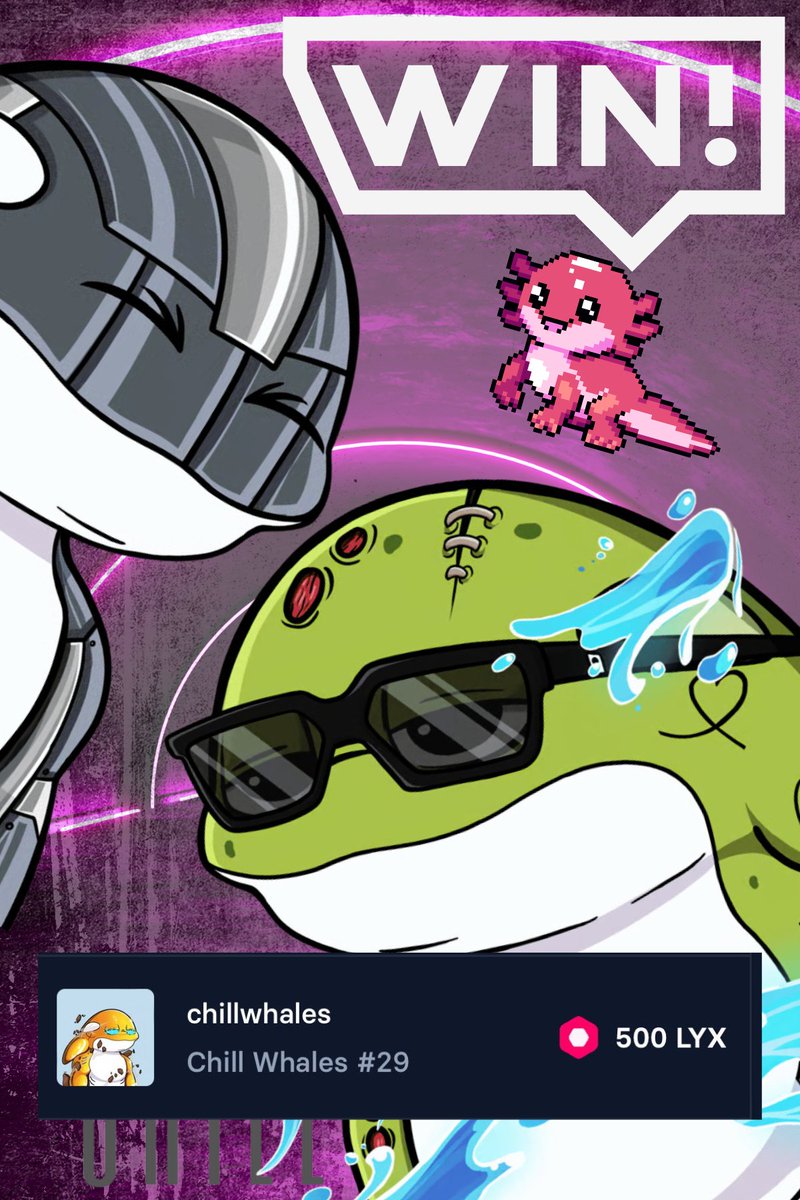 hello_axolotl's tweet image. !!! To celebrate the new ATH of 500 $LYX  !!!
2x #ChillWhales are searching for a new home! 🏠🐋
@_universalpage @lukso_io
@chillwhales @PrestoHODL
 #LUKSO 

For a chance to win;
▶️ Like this tweet
▶️ Retweet this tweet
▶️ Follow 
@hello_axolotl
 
Winners announced within 72hours