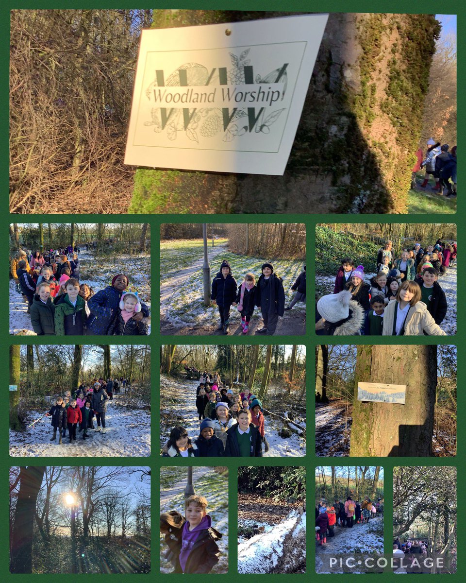 We enjoyed a snowy Woodland Worship this afternoon. #Sjsbclass7 joined their friends from Year 1 and 2 on the walk and had great fun spotting scripture and prayers in the woods 🌳🍃🍂❄️ #sjsbworship #sjsbsmsc #MakeChristKnown