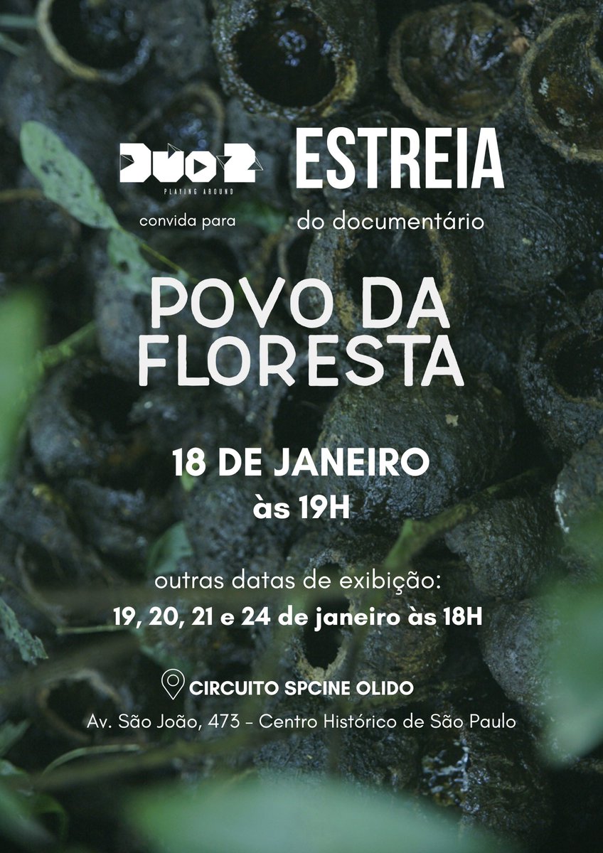 icab_org's tweet photo. Estreia do documentário “Povo da Floresta” no Circuito SPCine Olido 📢 🎥

O documentário dirigido por Rafa Calil, da Duo2 e co-produzido com a Globo Filmes, será exibido no Circuito SPcine Olido amanhã (18/01), às 19h e nos dias 19, 20, 21 e 24 de janeiro, às 18h. https://t.co/wDnduZw4nI