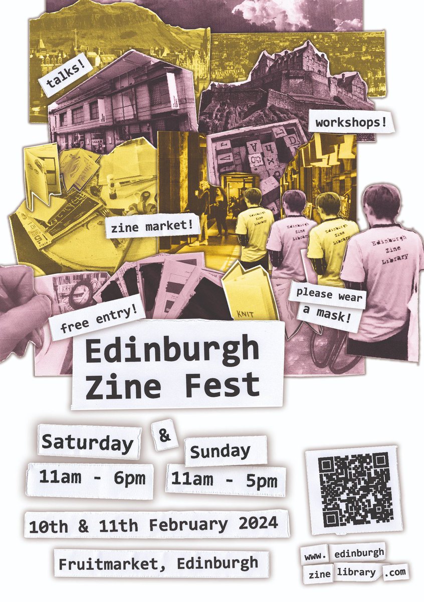 Looking forward to the Edinburgh Zine Fest next month, hosted by <a href="/edzinelibrary/">EdinburghZineLibrary</a> at <a href="/fruitmarket/">Fruitmarket</a> on Sat 10th &amp; Sun 11th February! 😎

#zines #ZineFair #SmallPress