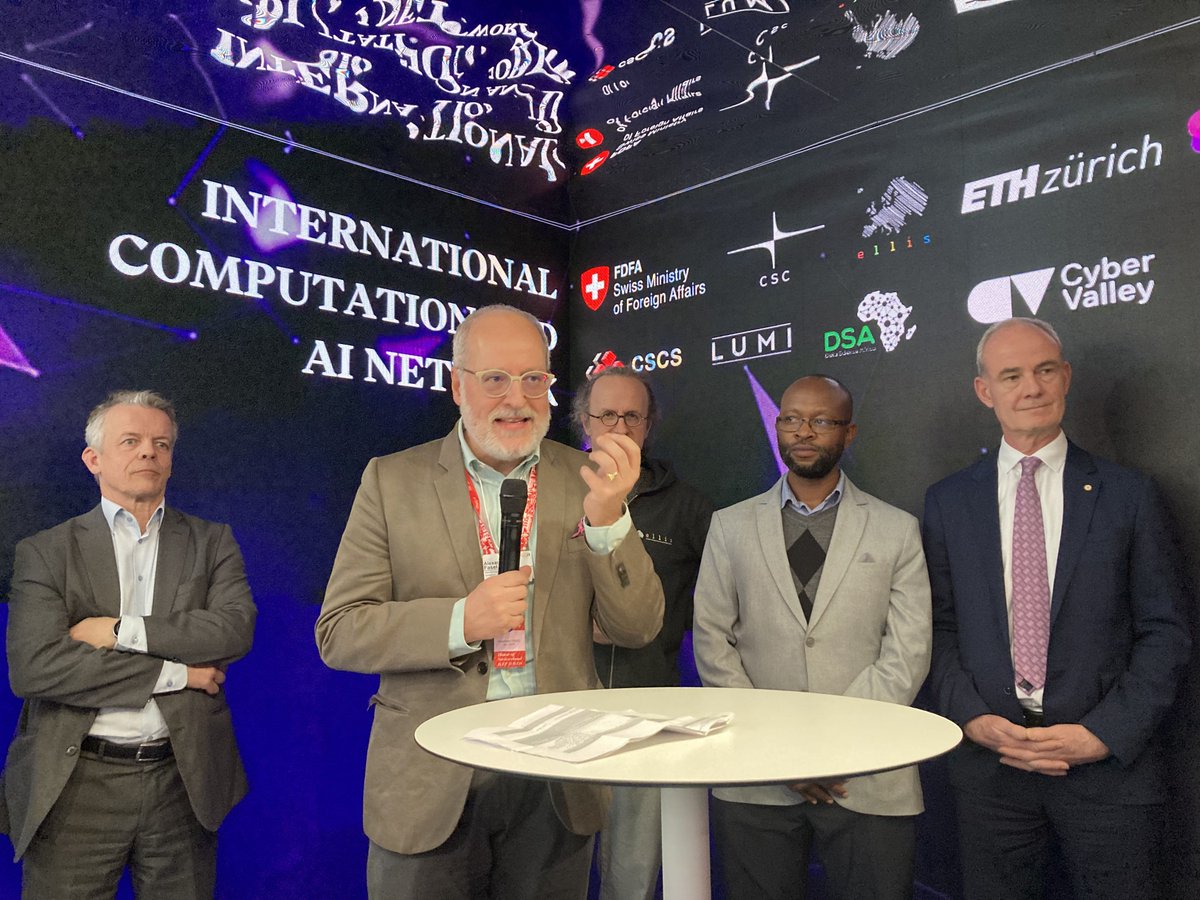 Swiss Call for Trust & Transparency @ #WEF2024, 2nd strike: Today, @EDA_DFAE, @ETH & @EPFL together with @bschoelkopf #ELLISforEurope, @CwaMaina #DatSciAfrica @CSCfi and @ICRC launched the Int. Computation+AI Network of Excellence! Goal: giving global 🌍access to #AI resources.