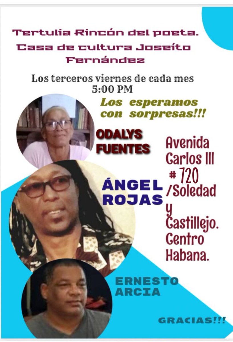 centro78859's tweet photo. Los amantes de la literatura y de la oralidad escénica, están invitados por la casa de Cultura Joseito Fernández, a disfrutar de esta propuesta cultural 
#LaHabanaDeTodos #CubaEsCultura #CentroHabanaVaPorMas https://t.co/tZhyKF9amA
