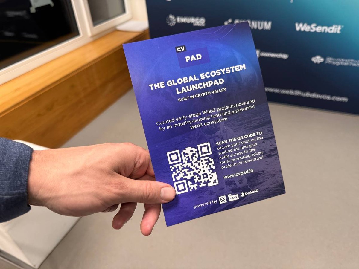Live from the World Economic Forum! 🌐 

DuckDAO and CVVC are making waves in Crypto Valley. 

Join the evolution of Web3 with our Global Ecosystem Launchpad. 

Scan the QR, secure your spot, and be a part of tomorrow's most promising token projects. 

#WEF #Web3 #Crypto