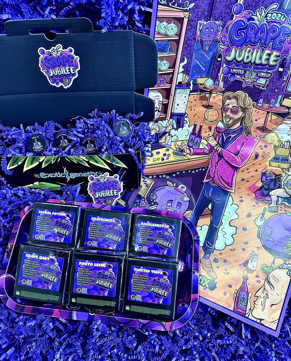 🚨🚨🚨 It’s GIVEAWAY time everyone!!! Since the Grape Jubilee Limited Lineup is now available on exoticgenetix.com, let’s do a GIVEAWAY for one of the Seedbank Box Sets!!! Here’s how it will work… 🚨Rules~ • Follow @exoticgenetix • Tag 5 friends • Like + Retweet +