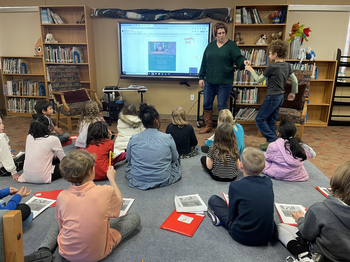 MrsHinz2nd's tweet image. Lessons with @jmartinlibrary are the best! We loved diving deeper into the meaning and emotions of poetry! We also learned about some new elements of poetry!
