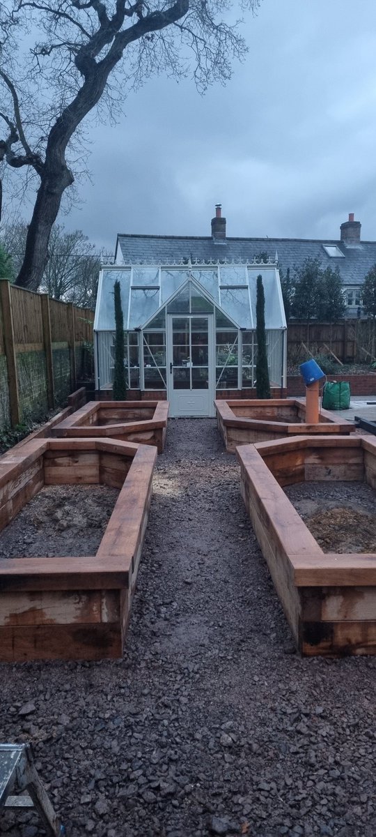 Oak raised beds under construction