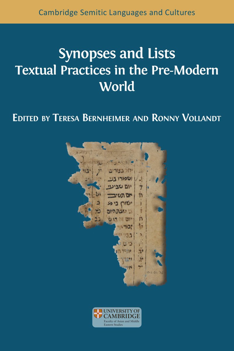 Synopses and Lists: Textual Practices in the Pre-Modern World / edited by Teresa Bernheimer & ; Ronny Vollandt openbookpublishers.com/books/10.11647… #openaccess @OpenBookPublish