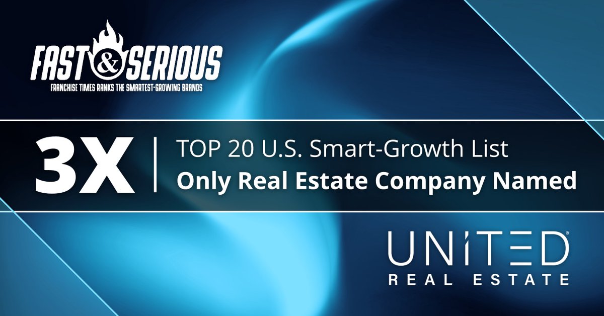 The BIG news is out! United is a 3X top 20 “smartest-growing” U.S. company ranked by Franchise Times🎉 With 102% growth, we’re blazing ahead for our Agents and Owners! unitedrealestate.pub/48yDlln #UnitedRealEstate