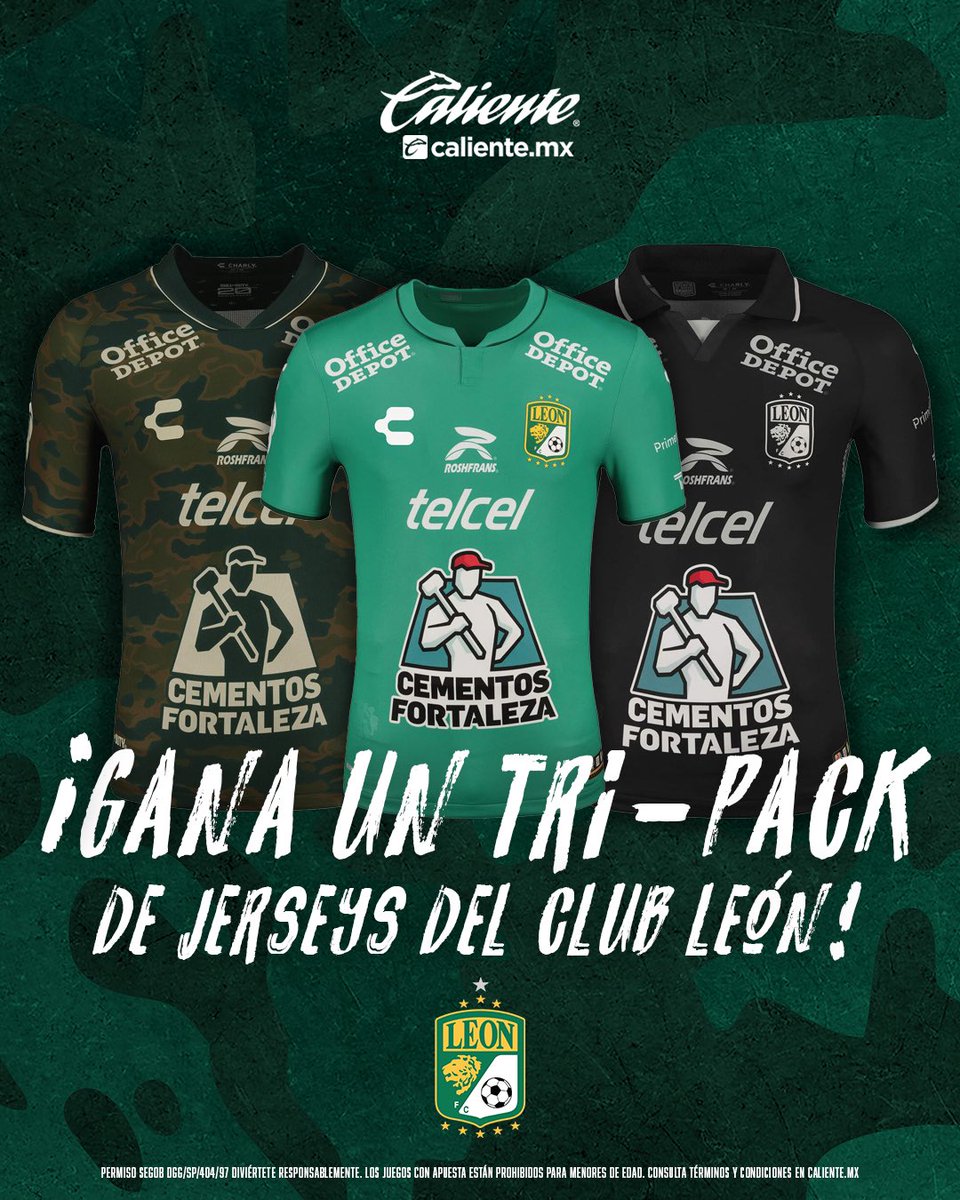 clubleonfc's tweet photo. 🚨🟢 GIVEAWAY ESMERALDA 🟢🚨
 
Ya arrancó el CL24 y puedes ganar un TRI-PACK de Jerseys (Local, visita y alterno) para apoyar a LA FIERA 🦁👕
 
1️⃣Dale RT y ❤️
2️⃣Sigue a @calientesports en TW e IG en este link 📲https://t.co/83pNOu6Xx9
3️⃣Etiqueta a un amigo, comenta por qué CLUB LEÓN es tu equipo favorito y agrega el HT #MásAcciónMásDiversión🔥