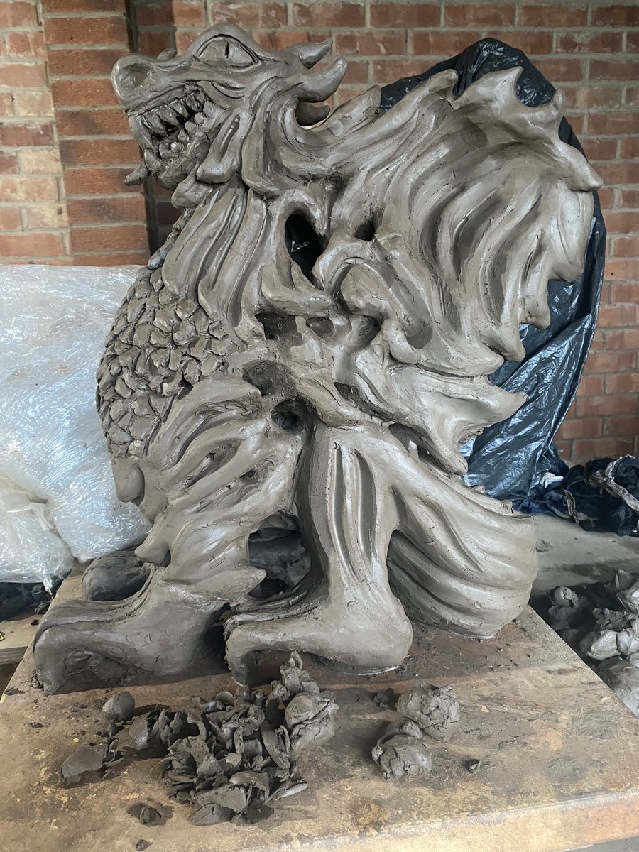 What a fantastic material clay is have had this huge #dragon #sculpture wrapped for many months under layers of cling film whilst working on other projects the clay is still perfectly workable loving adding finishing touches next need to very carefully hollow out! #HandmadeHour