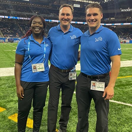 This summer, College of Human Medicine student Dobra Ogeh had an exciting clinical rotation with the Detroit Lions. She learned from team doctors, provided treatment for players, and even attended a preseason game on the sideline. Go Dobra! And go Lions! #SpartansWill #AllGrit