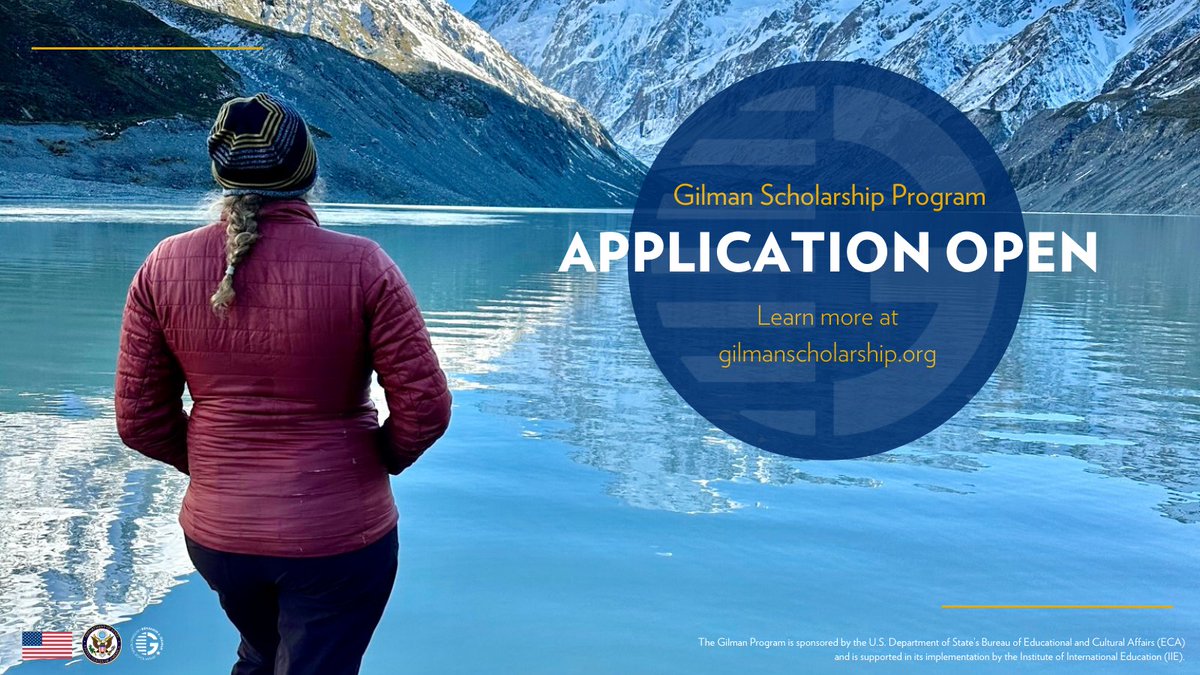 The Gilman Scholarship Program application is now open - submit your application before the deadline of March 7, 2024 at 11:59 PM PST. Don't wait and apply today: bit.ly/3SoY4CN @ecaatstate #exchangeourworld