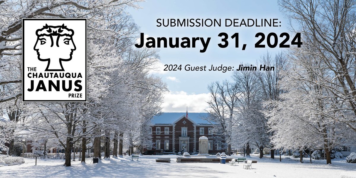 CHQLiteraryArts's tweet image. Our 2024 #ChautauquaJanusPrize submission deadline is just two weeks away! Submissions will be accepted through Jan. 31, 2024. For more information, visit: janus.chq.org