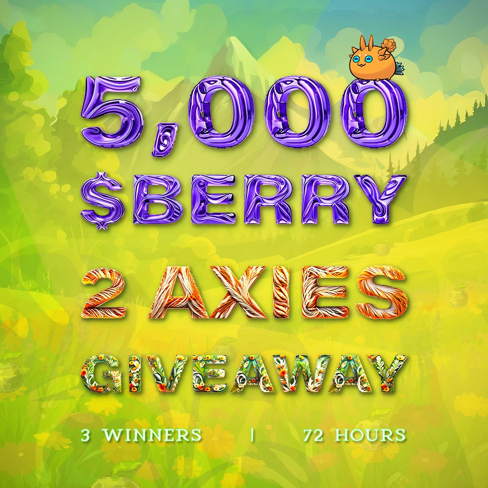 zombinaaaaa's tweet photo. 🎁 5,000 $BERRY &amp; 2 AXIES GIVEAWAY 🎁

🔸 Like &amp; Repost
🔸 Follow @JustInsureIndia @CRYPTO12317 @zombinaaaaa  
🔸 Tag 3 friends

🏆 3️⃣ Winners:
🥇 5,000 $BERRY | 🥈 1 Axie | 🥉 1 Axie 

⏰ Results in 72 hours 😉 Good Luck! https://t.co/JMlHZ8c0yc