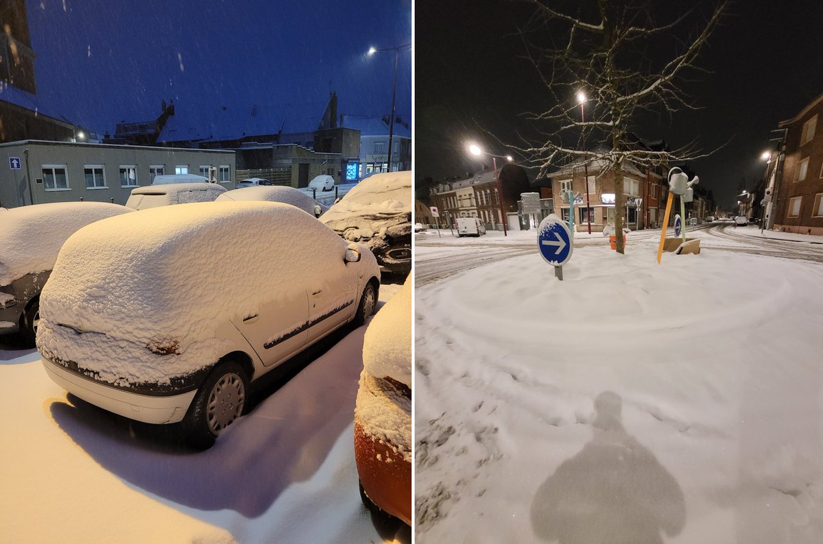 MeteoExpress's tweet photo. ❄️ C'est à Orchies dans le Nord (entre Lille &amp; Valenciennes) que la couche de neige est la plus importante, approchant les 15 cm ce soir ! (© chti'man via https://t.co/eZsKXR6K92) https://t.co/iF7L89C2NZ