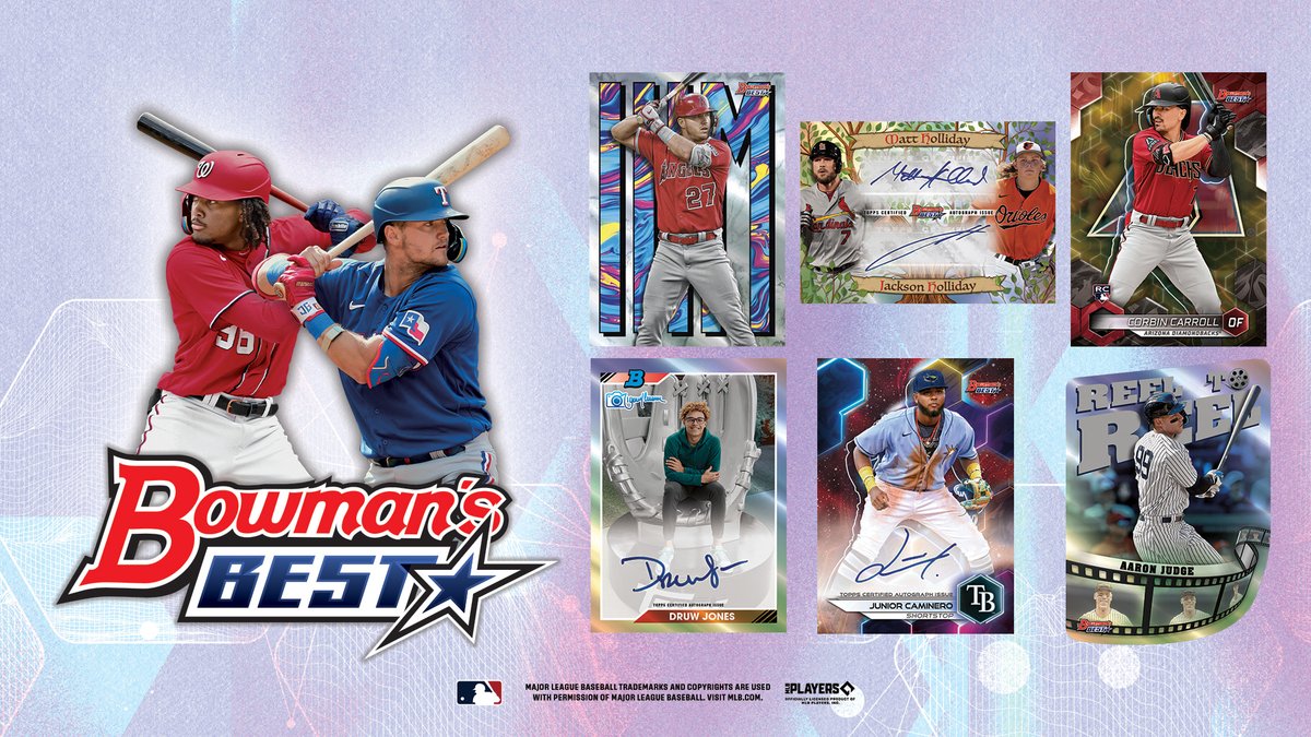 Bowman Cards (@bowmancards) on Twitter photo 2023 Bowman's Best Baseball is available NOW! 
📸 1992 Bowman by Randy Johnson
💯 Card base set featuring the best stars, rookies, and prospects in baseball
🌟 Family Tree double + triple autos
Start collecting today at your local hobby shop or on Topps.com 2023 Bowman's Best Baseball is available NOW! 
📸 1992 Bowman by Randy Johnson
💯 Card base set featuring the best stars, rookies, and prospects in baseball
🌟 Family Tree double + triple autos
Start collecting today at your local hobby shop or on Topps.com