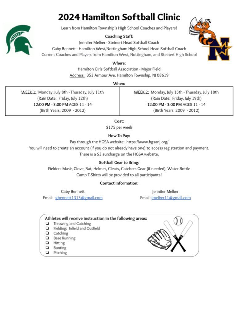 Summer softball clinic! 🥎