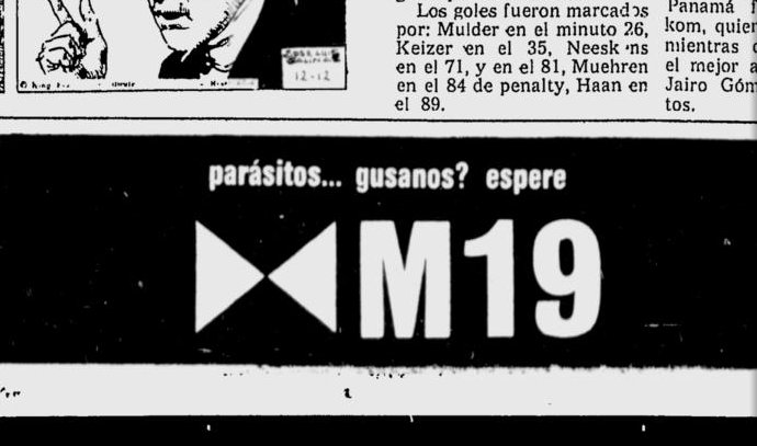 Hoy hace 50 años apareció un extraño cartel publicitario de expectativa en el periódico El Tiempo. Se trataba del M19 antes de su aparación en la vida pública. Al día siguiente el grupo guerrillero robaría la espada de Simón Bolívar.