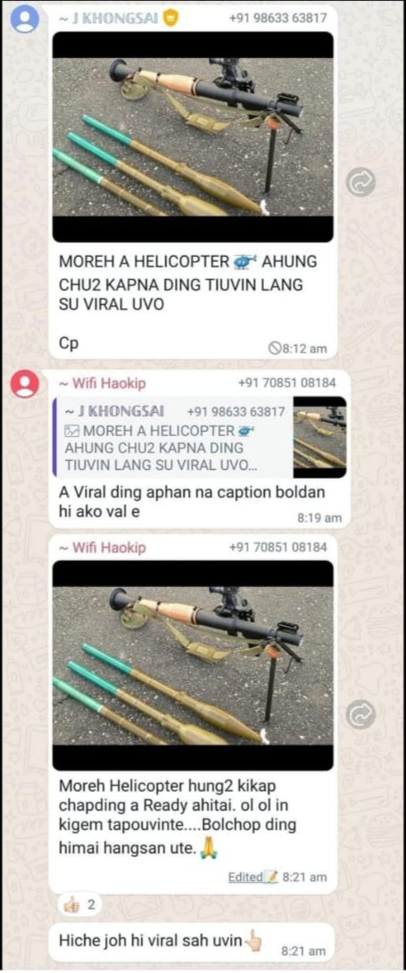 From where did these sophisticated weapons used openly by Kuki militants in Moreh(bordering Myanmar)come from? Are these used by Kuki Village Volunteers or Kuki SoO Gps or Myanmarese rebels? <a href="/kuldiep86/">Kuldiep Singh</a> <a href="/rashtrapatibhvn/">President of India</a> <a href="/narendramodi/">Narendra Modi</a> <a href="/AmitShah/">Amit Shah</a> <a href="/NBirenSingh/">N. Biren Singh</a> <a href="/aajtak/">AajTak</a> <a href="/TimesNow/">TIMES NOW</a>