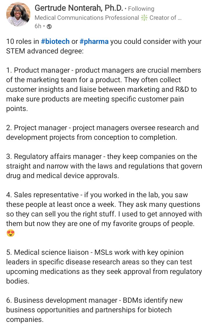 caro_comscience's tweet photo. If you have a #STEM career you can explore different roles and fields. One of them is #ScienceCommunication. In this #Linkedin post you can find 10 of them regarding #Biotech and #Pharma. Check it out on LinkedIn: 
https://t.co/c5RWmDu6DW https://t.co/9EuULrSaeV