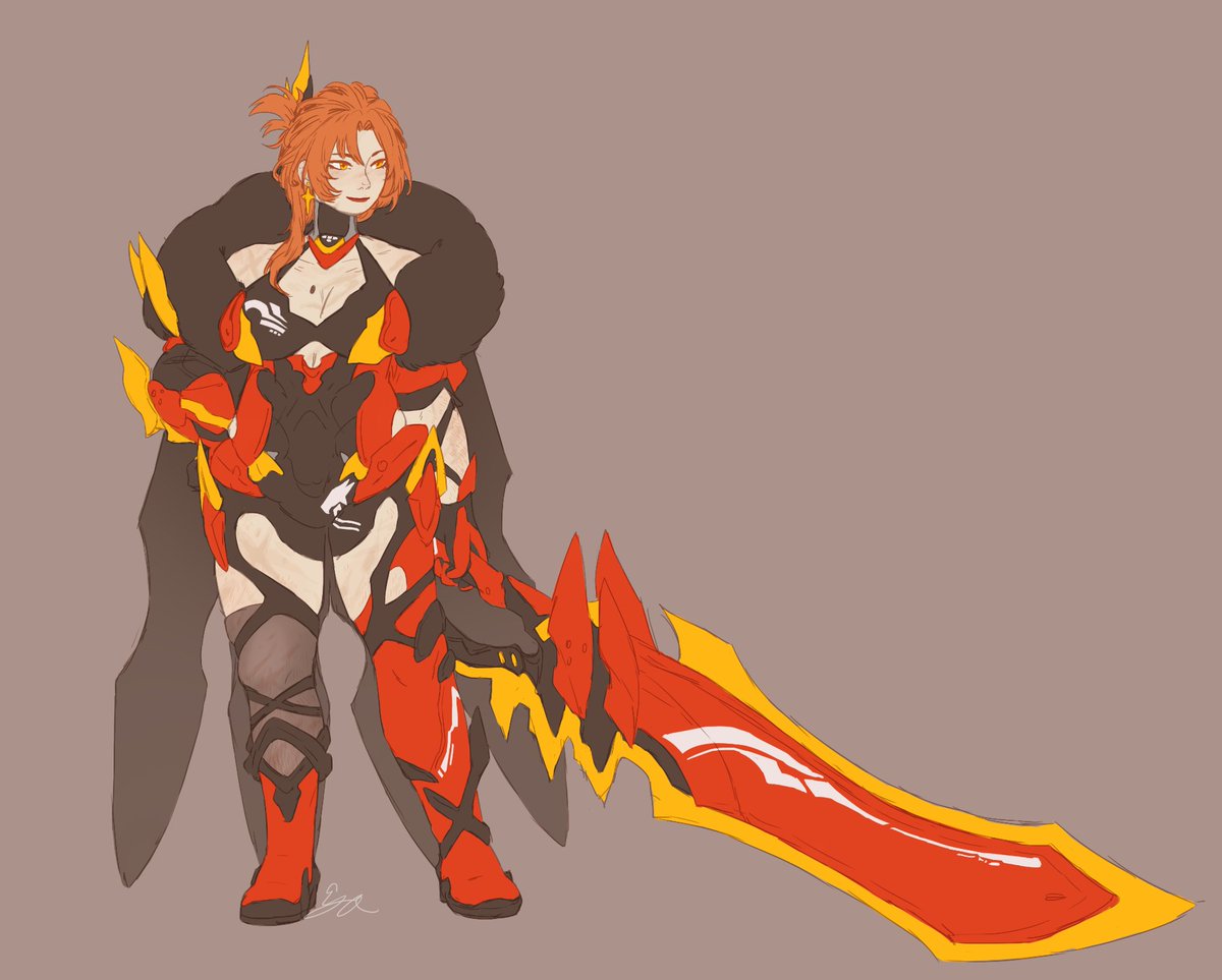himeko with my headcanons on her appearance put in vermilion knight

she's about 180cm btw