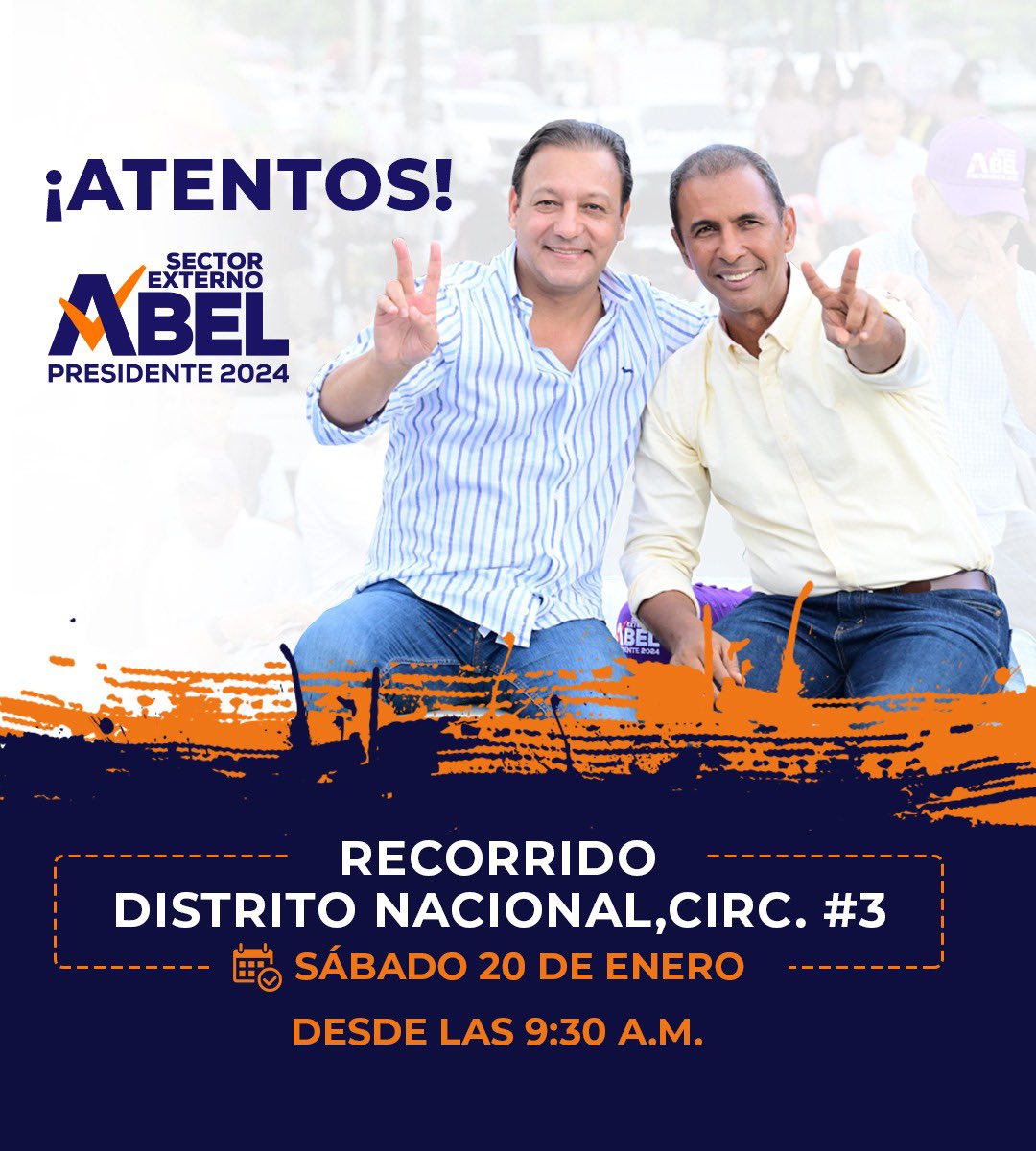 Abelistas's tweet photo. ¡Se moviliza la  #Circ3 del Distrito Nacional! 

Este sábado 20 de enero, #AbelPresidente junto a #DomingoAlcalde y nuestros candidatos municipales, realizarán gran un recorrido en esta circunscripción. 

El partido de las conquistas sociales está en las calles ⭐️ https://t.co/EawffpcHea