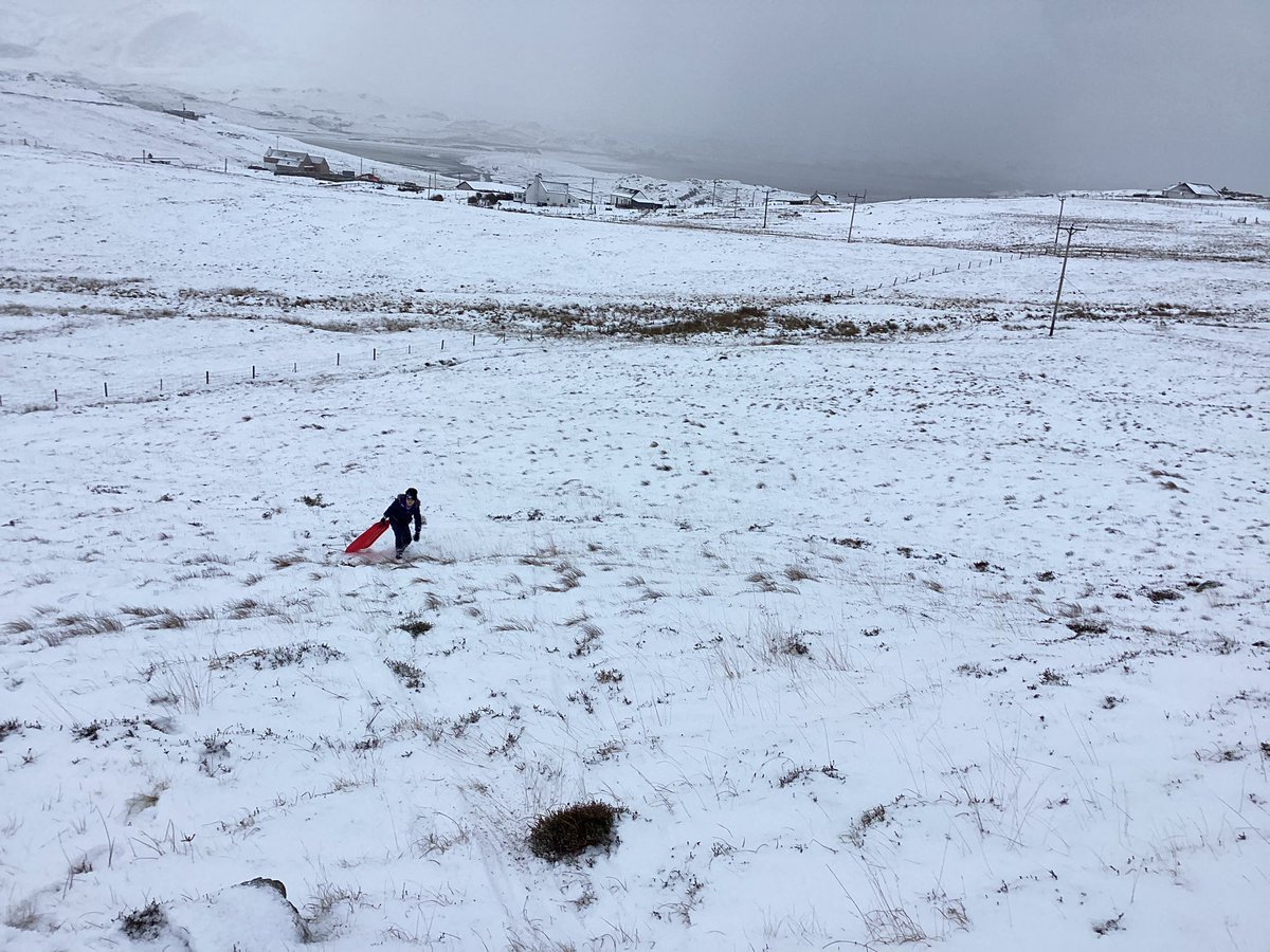 Making the most of the snow over in Uig today with some sledging after lunch.