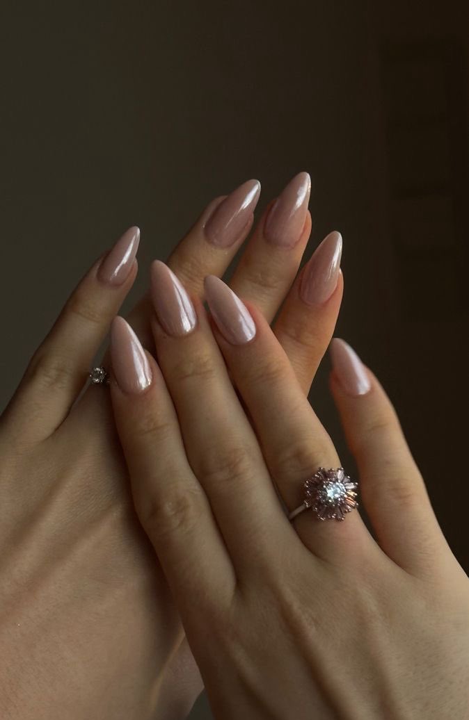 pink glazed nails