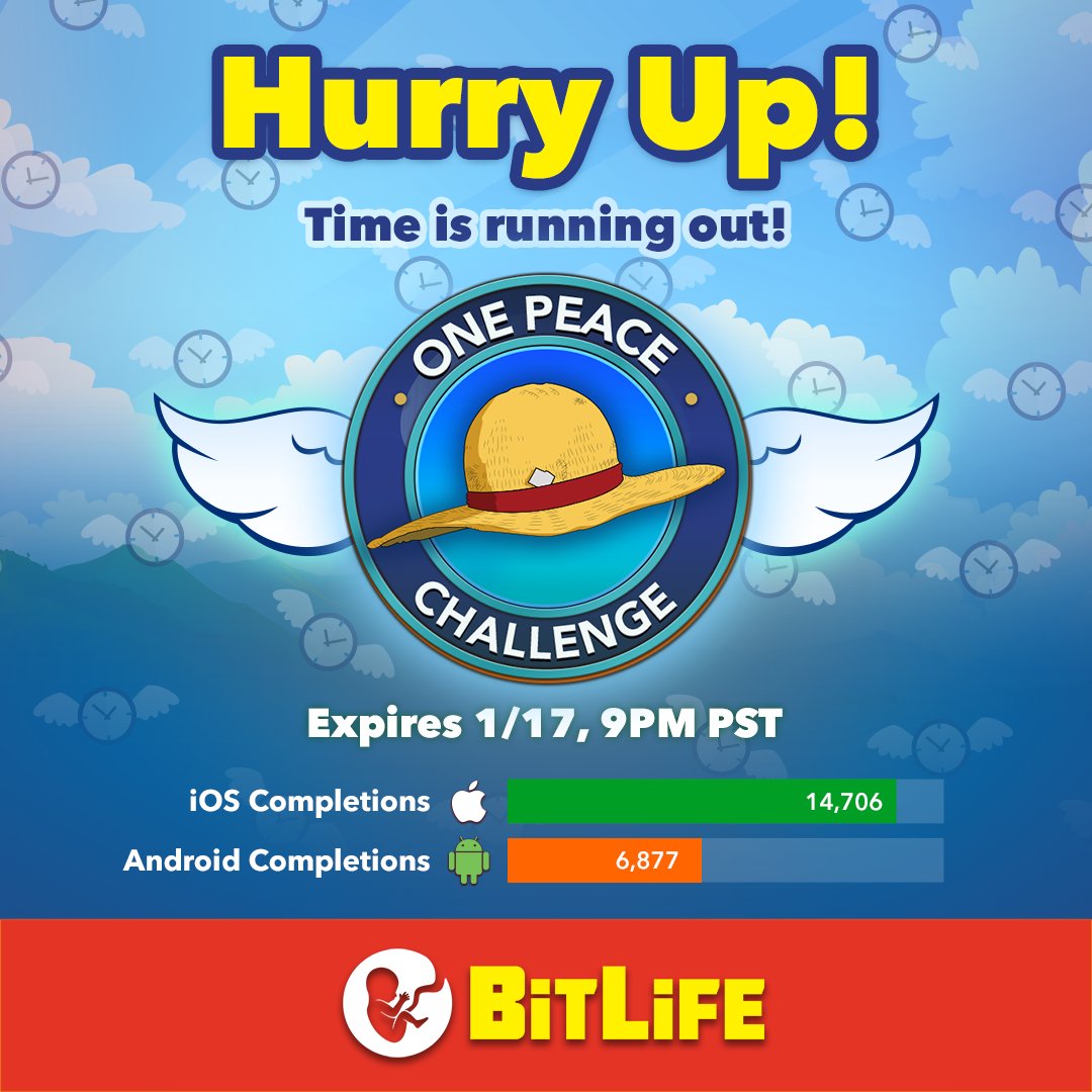 Only a little while left to become the king of the pirates, Bitizens! Have you completed the One Peace Challenge yet? 🏴‍☠️ #BitLifeChallenge