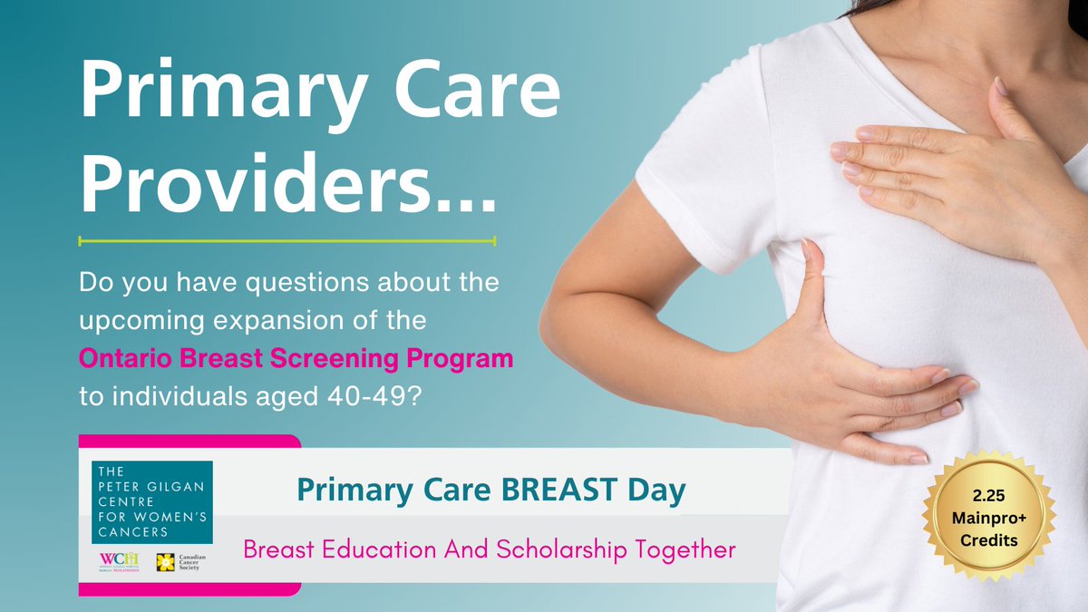 WCHospital's tweet photo. Join us on Feb. 27 for a #BreastHealth #CME where @SupriyaKulk, Breast Radiologist, JDMI, will provide an update on the fall expansion of the OBSP to people aged 40-49.  #BreastCancer #FamilyMedicine #BCSM #Mammogram
 
See full agenda and register here → https://t.co/MBVpAkVkKP https://t.co/HdMslzqFAD