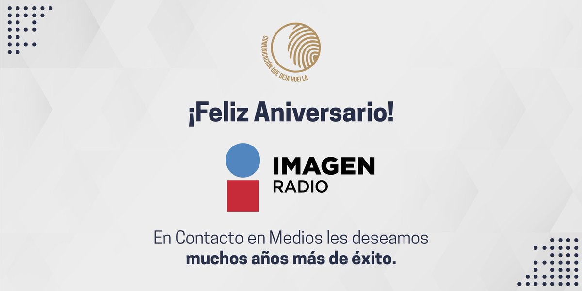 ContactoenMedio's tweet photo. Más de dos décadas poniendo a México en la misma sintonía
¡Feliz Aniversario, @Imagen_Mx ! https://t.co/LUEVRUSOH1