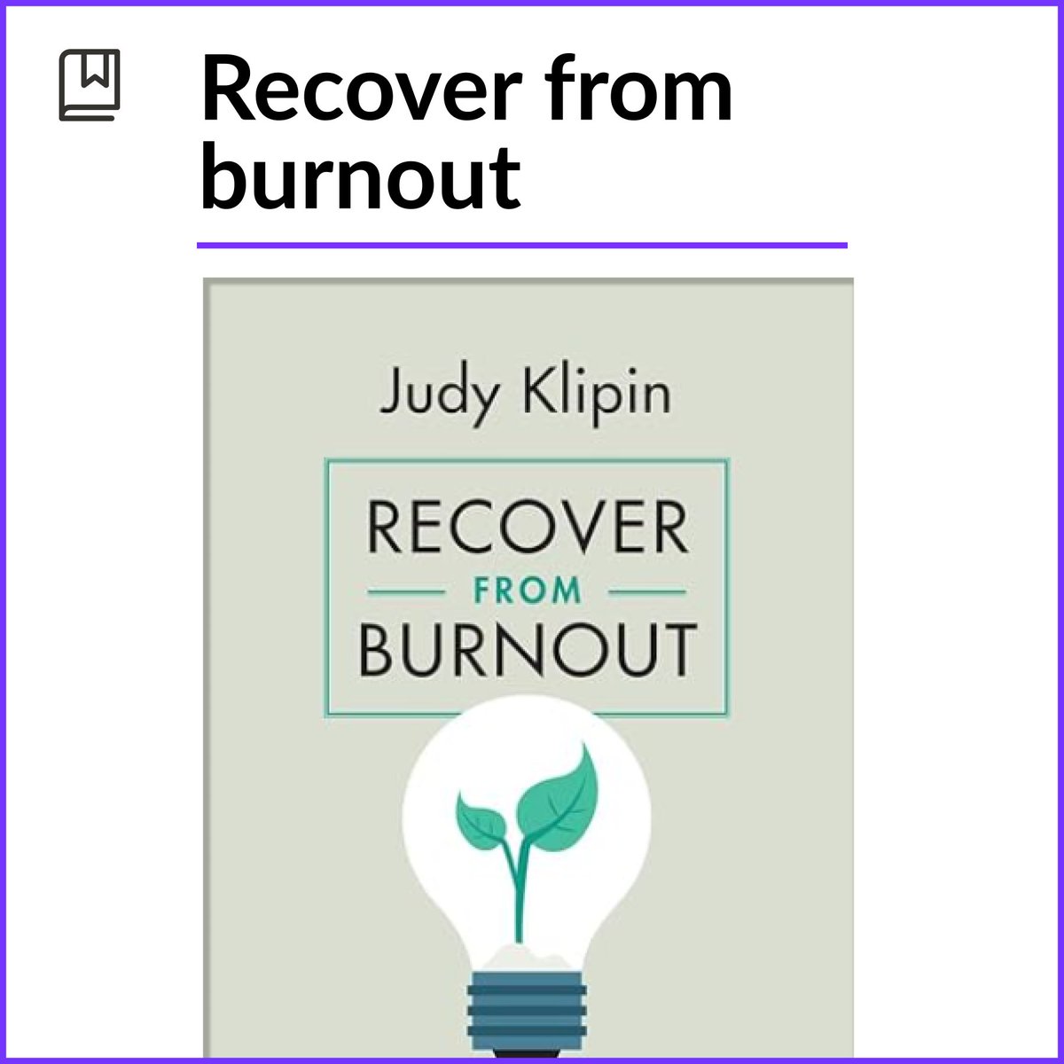 El libro "Recover from burnout" de Judy Klipin explora a fondo los síntomas principales del #burnout,  como la sensación de agotamiento físico, emocional y mental. 

✳️ ¡En Ancla podemos ayudarte! Hazte socio y disfruta mientras aprendes a cuidarte➡️ ancla.life/hazte-socio