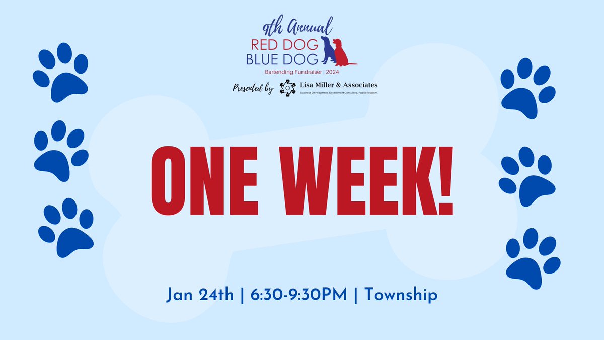 RDBDbenefit's tweet photo. HEYO! #RDBD24 is only one week away! Gather those dollars & prepare your drink orders...bartenders, be ready! It's almost time to drink #forthepups 🍻 https://t.co/SRyfsTGPE2