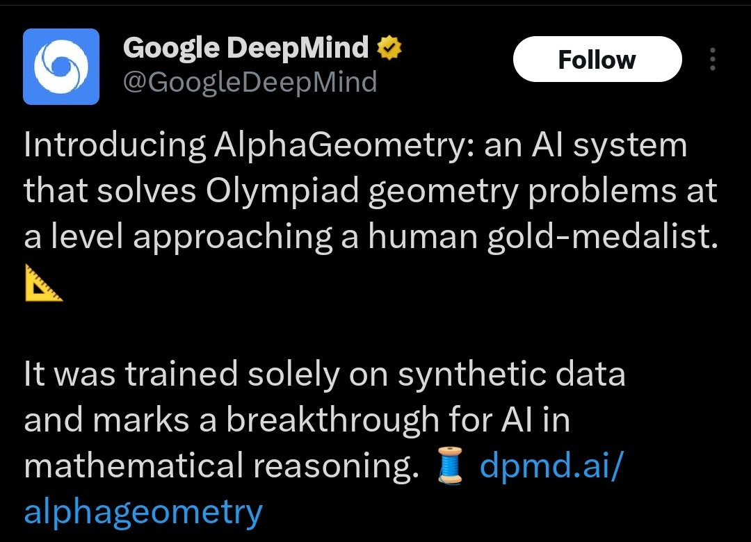 Theamitkedia's tweet image. #alphageometry Human level AI mathematical problem solver!