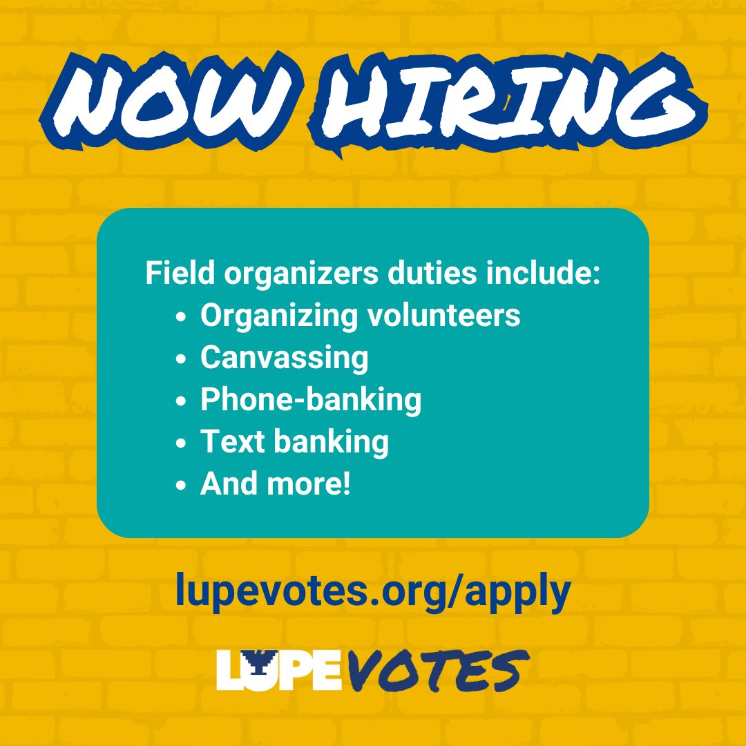 The #2024Primaries are ramping up very soon! 🚀 Become a field organizer for #HidalgoCounty & #CameronCounty. Field Organizers will be an integral part in our efforts to to get out the vote. 🗳 Join the pueblo-powered movement today! ✊ lupevotes.org/apply #LUPEVotes #Vote