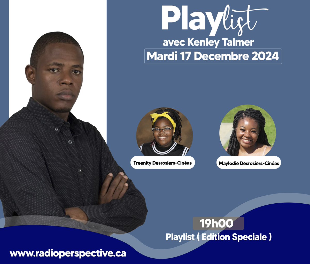 Ce soir, <a href="/KenleyTalmer/">Kenley Talmer</a> reçoit Maylodie et Treenity à  l'émission "Playlist" pour partager leurs playlists avec nous. Ne manquez pas ce rendez-vous musical sur Radio Perspective ! #Musique #Playlist