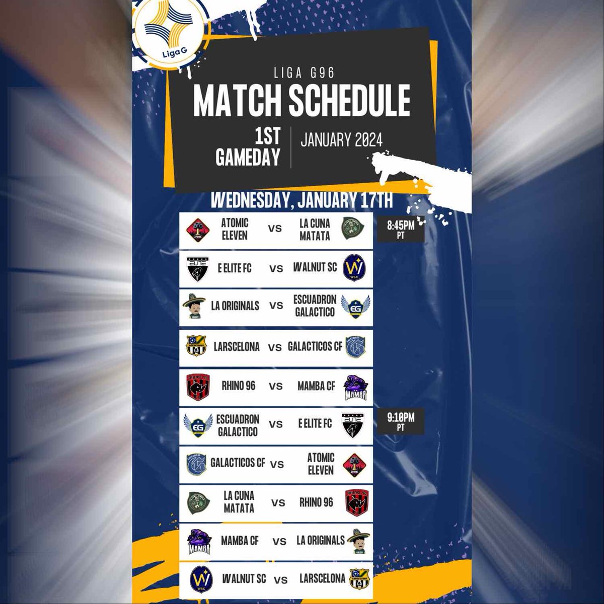 LIGA G IS BACK ! SEASON 13 KICKS OFF TONIGHT ! Which of these 10 matches are you looking forward to the most ? Or who do you believe will be champion this season ? Comment below !!