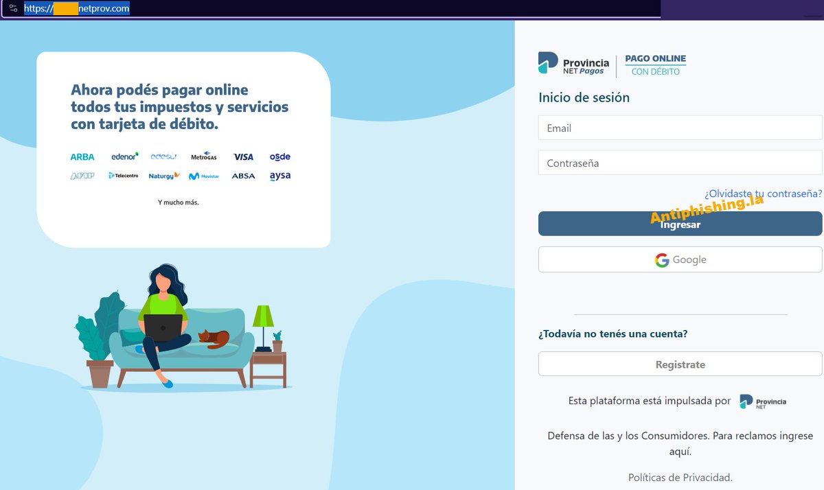 CUIDADO: #phishing de <a href="/ProvinciaNET/">Provincia NET Pagos</a> alojado en dominio .COM creado 11/2023 y registrado en <a href="/madewithsav/">Cheripally Sathwik ( ATTacK14)</a>
Roba datos personales y de tarjeta.