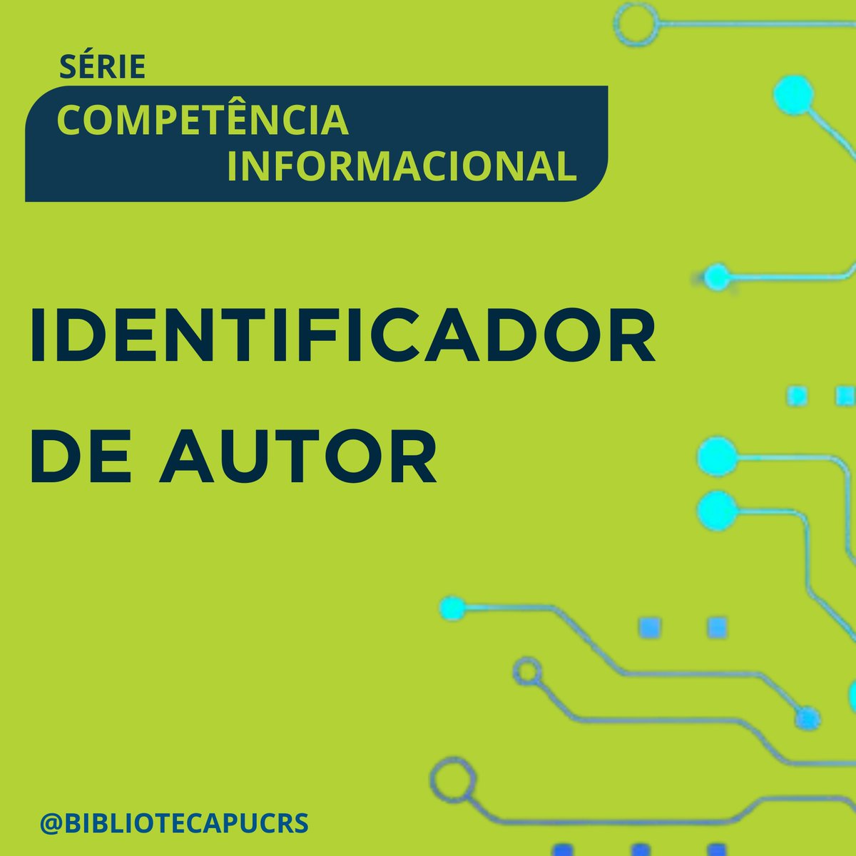 BibliotecaPUCRS's tweet image. Identificador de autor é um código numérico persistente a um autor, que permite distingui-lo dos demais no meio digital. Para aprofundar seu conhecimento, converse com a equipe de bibliotecários da PUCRS. #bibliotecapucrs #competenciainformacional #pucrslibrary